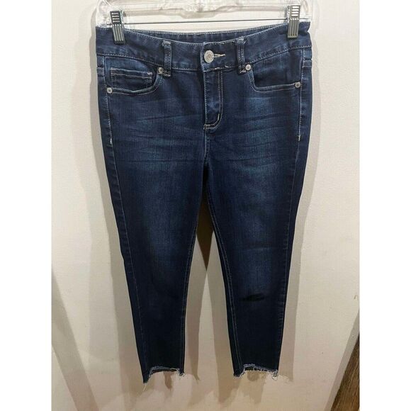 Harper Jeans Women's Size 28 Blue Mid Rise Skinny Denim Distressed Frayed - Picture 1 of 8